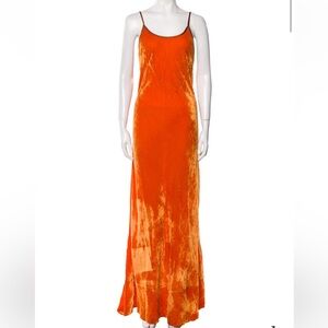 Elegant Orange Velvet Dress